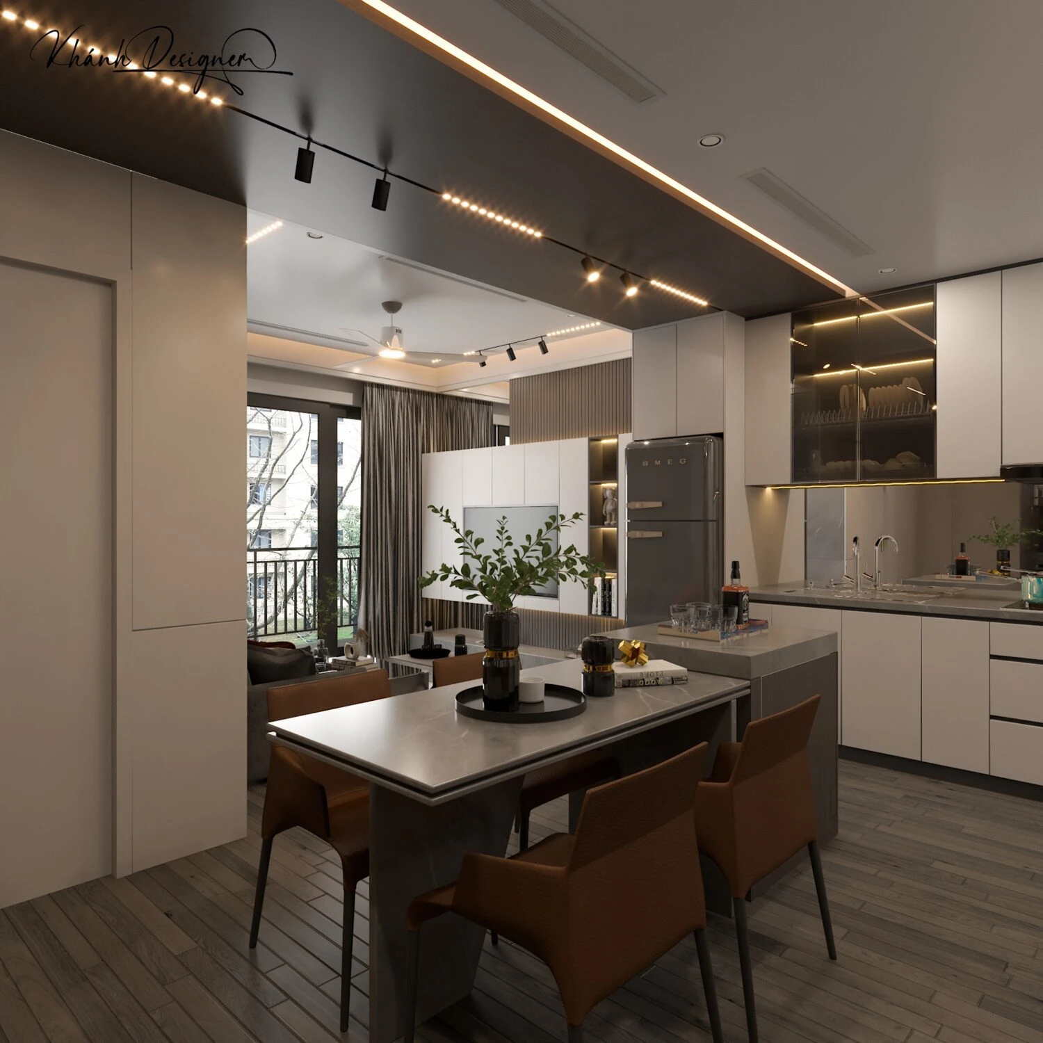 SketchUp Free Living Room - Dining Room Modern Vray SketchUp Model Free Download ID 218000161 (Quoc Khanh)