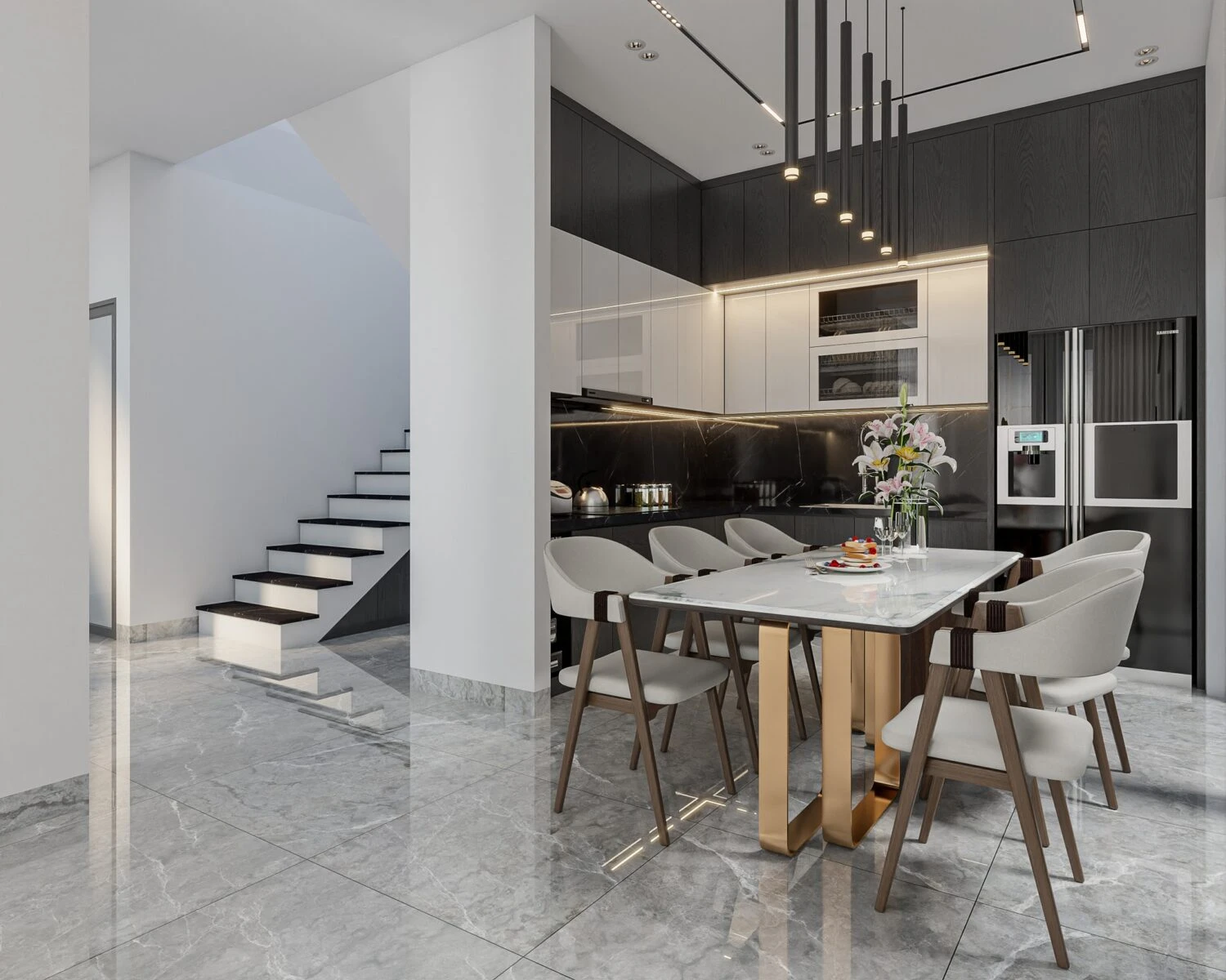 SketchUp Free Living Room - Dining Room Modern Vray SketchUp Model Free Download ID 218000173 (Kika)