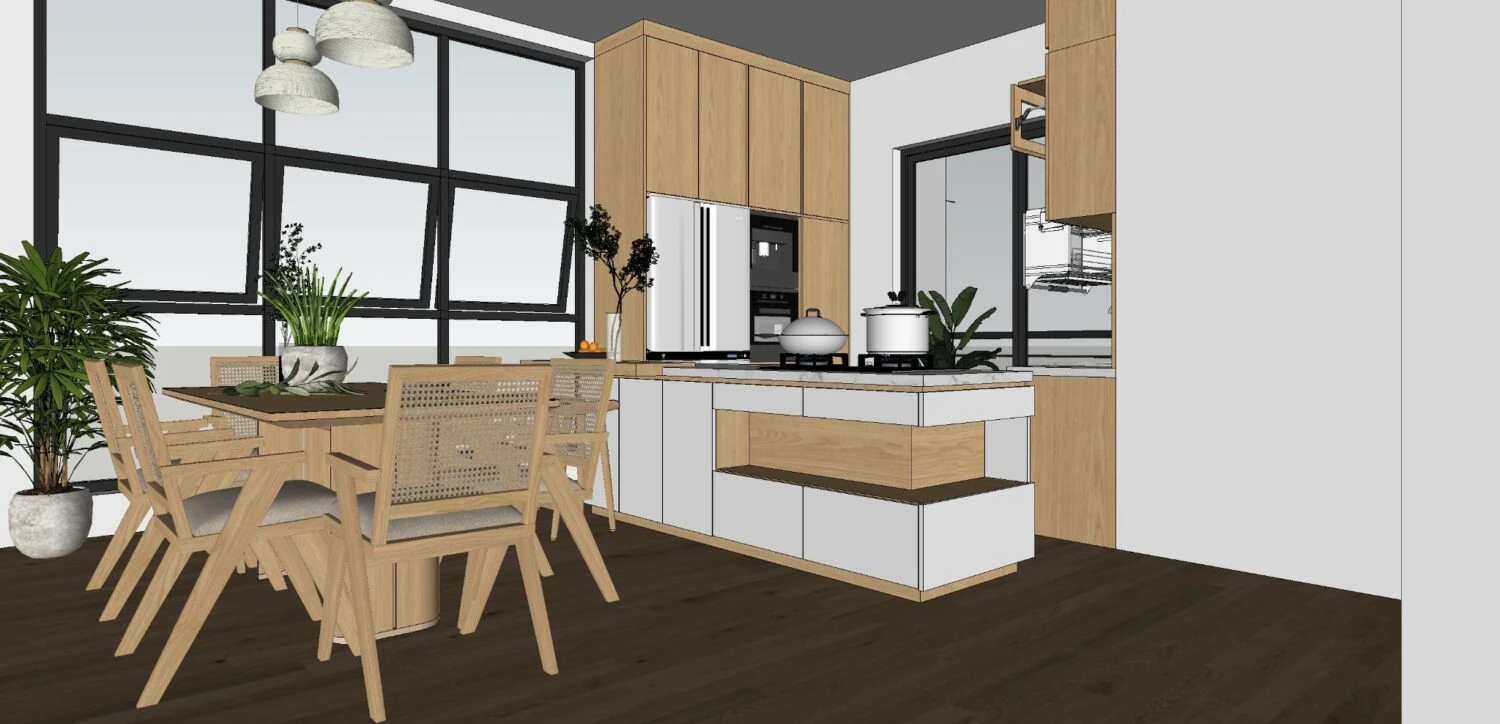 SketchUp Free Living Room - Dining Room SketchUp Model Download Enscape Modern Free ID 218000139 (Quoc Khanh)