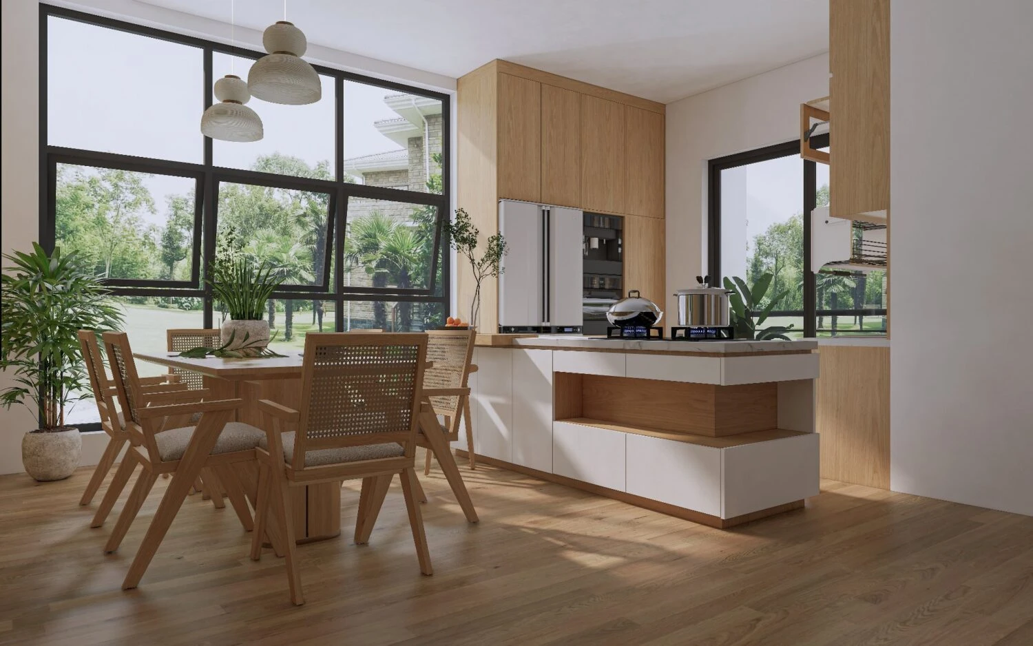 SketchUp Free Living Room - Dining Room SketchUp Model Download Enscape Modern Free ID 218000139 (Quoc Khanh)