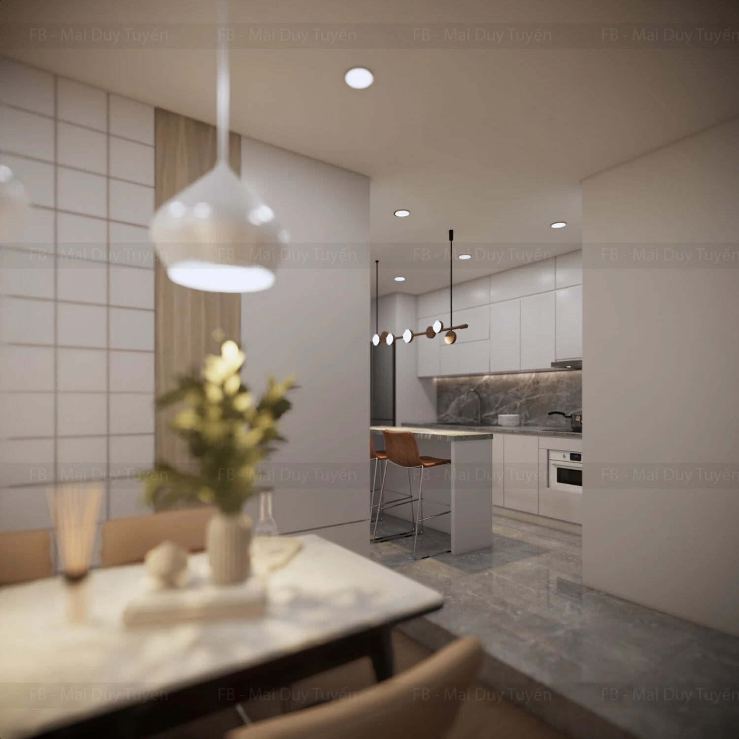 Living Room - Dining Room SketchUp Model Download Enscape Modern Free ID 218000169 (Mai Duy Tuyen)