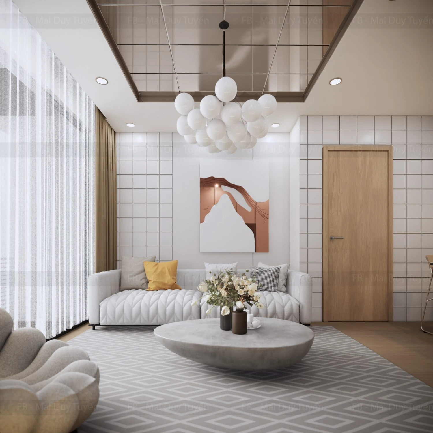 Living Room - Dining Room SketchUp Model Download Enscape Modern Free ID 218000169 (Mai Duy Tuyen)