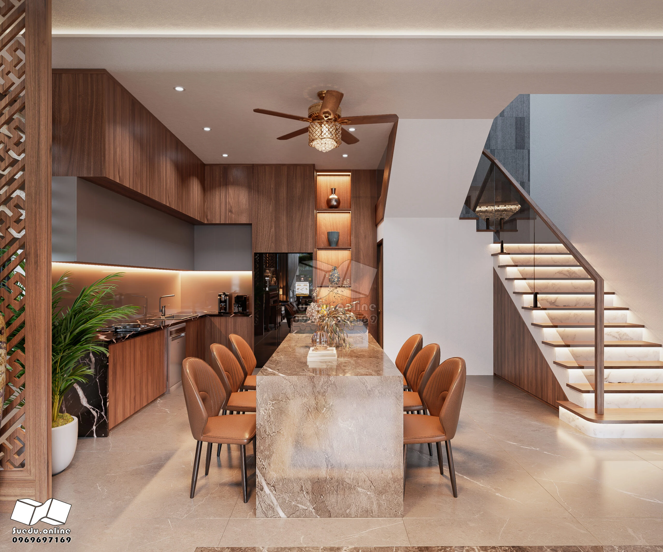 Living Room - Dining Room SketchUp Model Download Vantage Modern Free ID 218000229 (Phan Thuc)