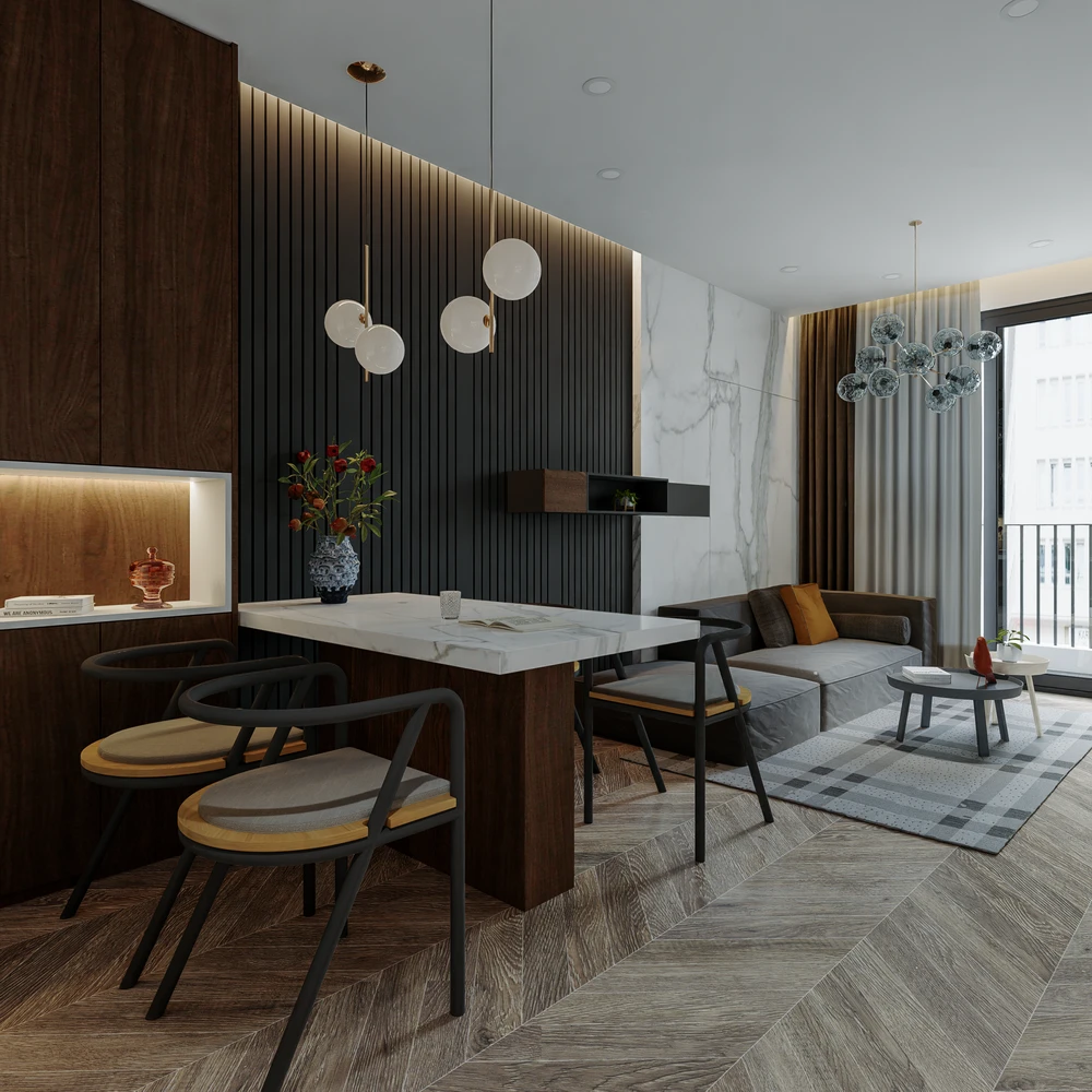 Living Room - Dining Room SketchUp Model Free Download D5 Modern ID 218000133 (Quoc Vi Phan Phan)