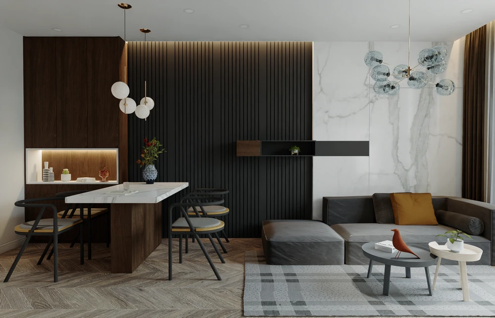 Living Room - Dining Room SketchUp Model Free Download D5 Modern ID 218000133 (Quoc Vi Phan Phan)