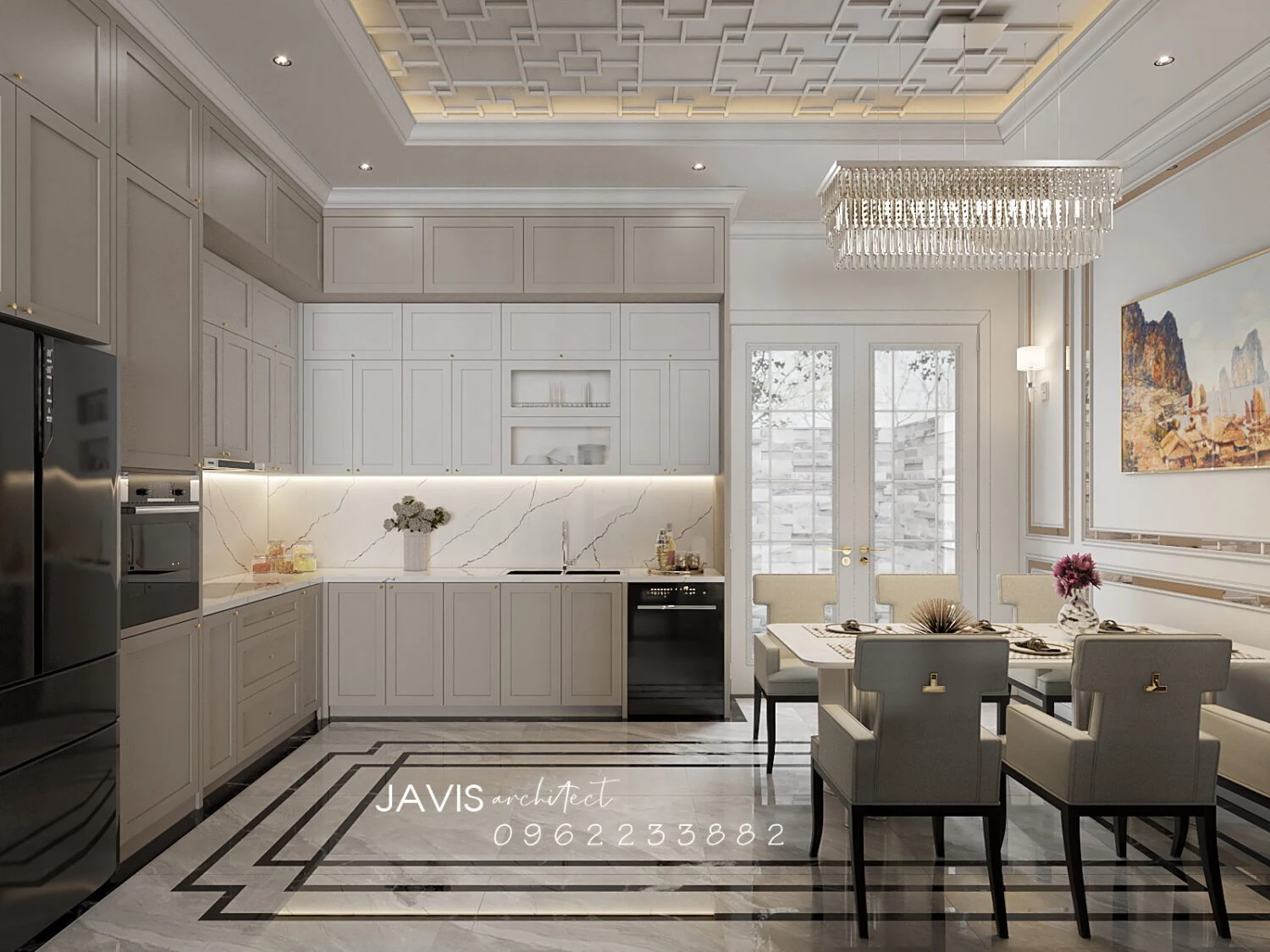 Living Room - Dining Room SketchUp Model Free Download Enscape Modern ID 218000193 (Hoang Thang)