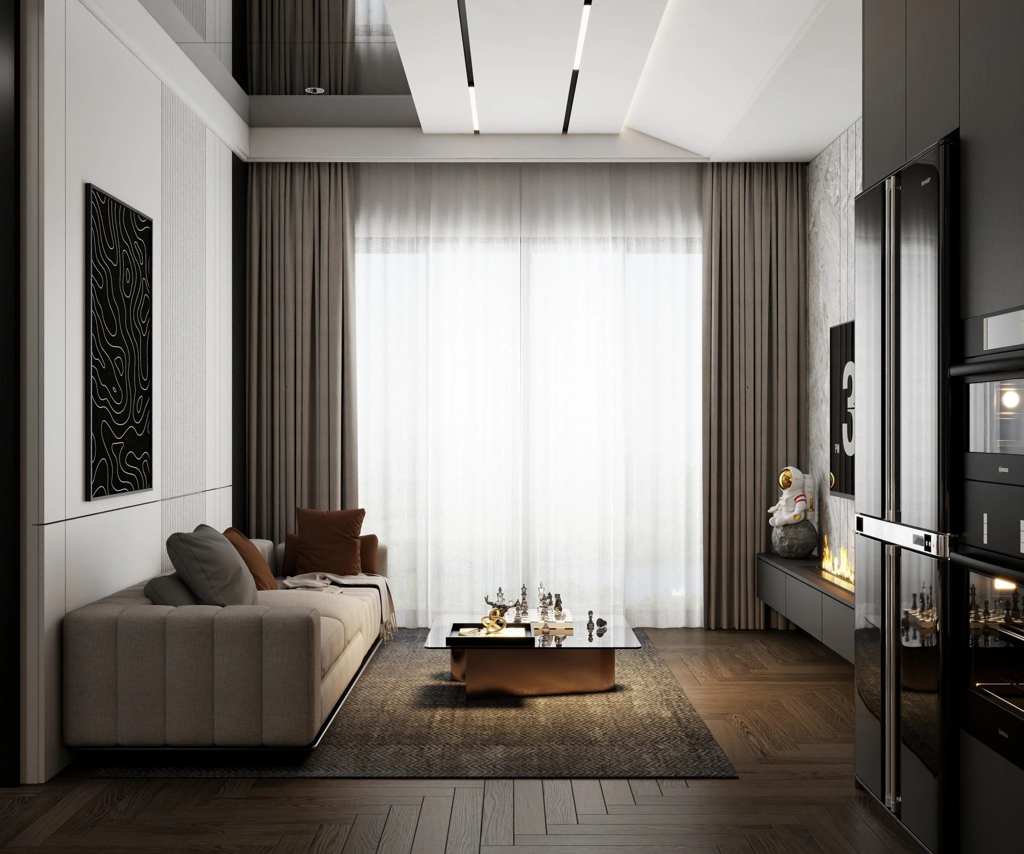 Living Room - Dining Room SketchUp Model Free Download Vray Modern ID 218000223 (Hung Duong Do)