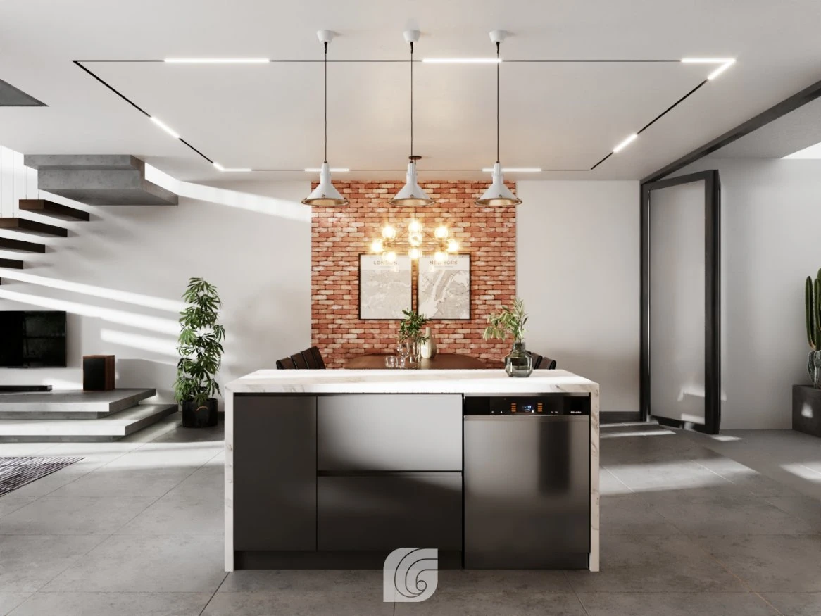 SketchUp Free Living Room - Dining Room SketchUp Model Free Vray Modern Download ID 218000121 (Thuy Lee)