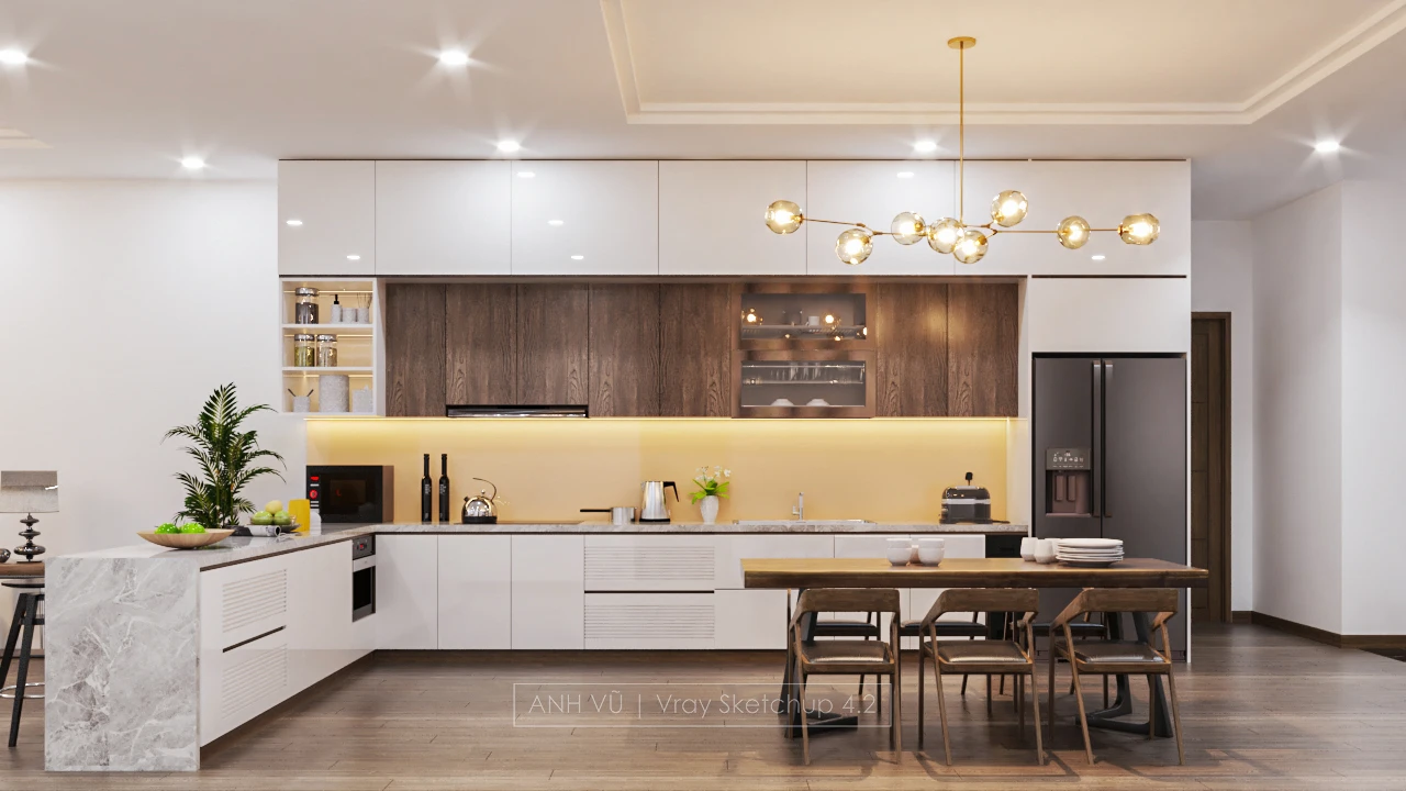 SketchUp Free Living Room - Dining Room SketchUp Model Free Vray Modern Download ID 218000151 (Anh Vu)