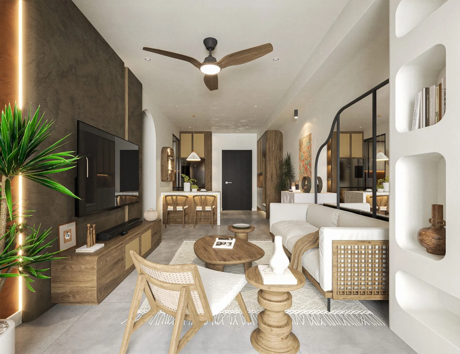 SketchUp Free Living Room - Dining Room SketchUp Model Free Vray Modern Download ID 218000181 (Quoc Khanh)