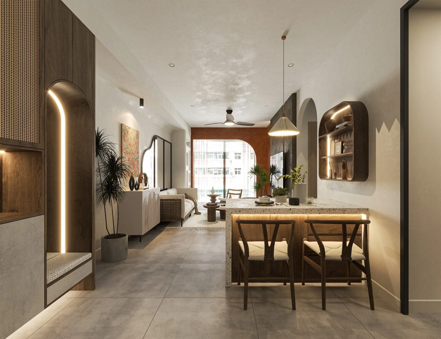 SketchUp Free Living Room - Dining Room SketchUp Model Free Vray Modern Download ID 218000181 (Quoc Khanh)