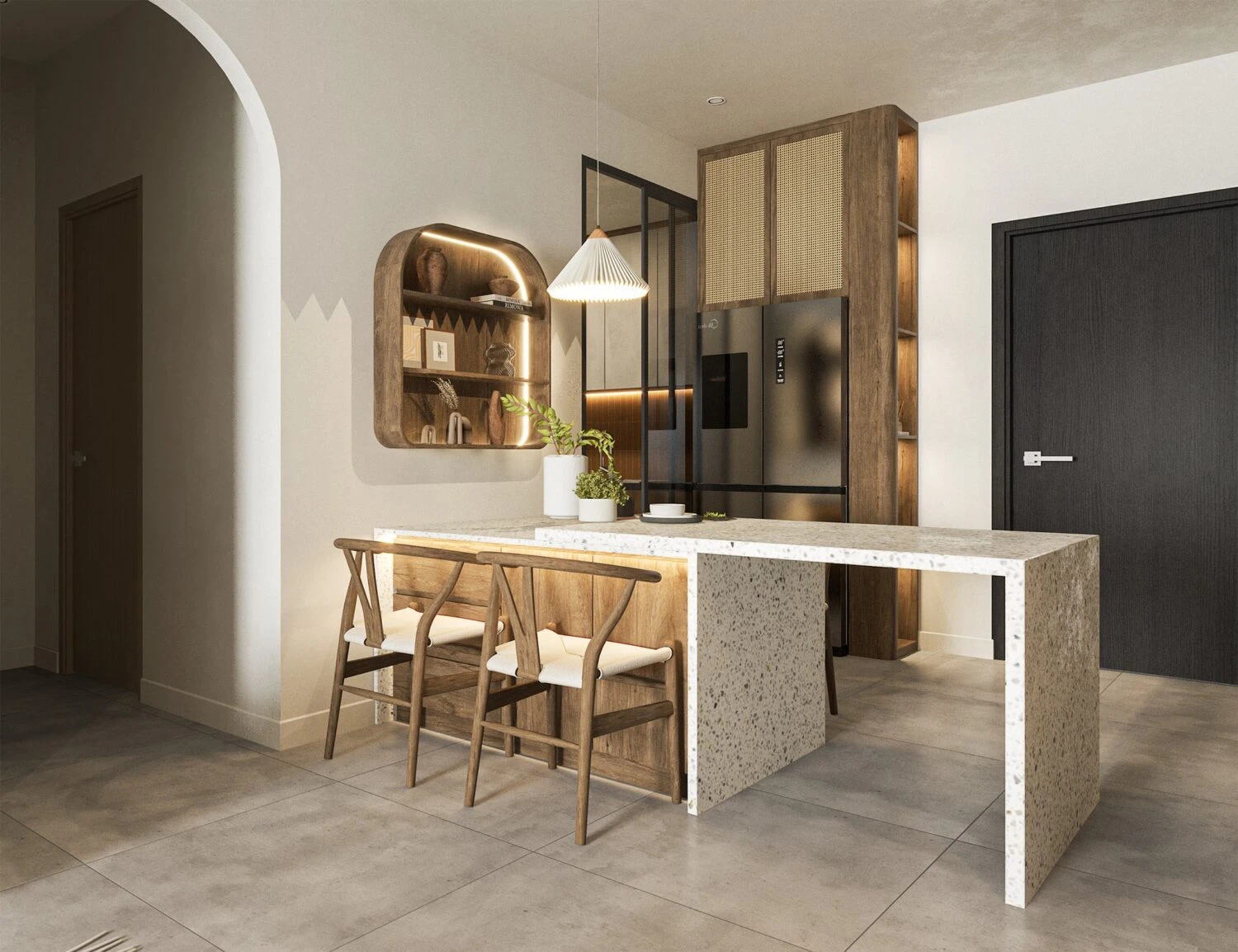 SketchUp Free Living Room - Dining Room SketchUp Model Free Vray Modern Download ID 218000181 (Quoc Khanh)