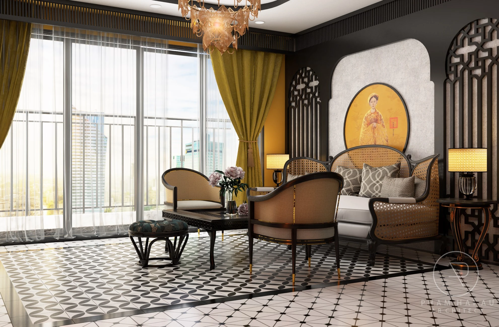 Living Room Indochine Vray Enscape Model Free Download ID 100000258 (Hai Au)