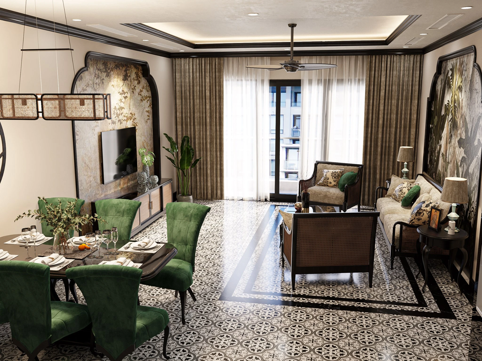 SketchUp Free Living Room Indochine Vray Sketchup Model Download Free ID 100000312 (Nguyen Truong)