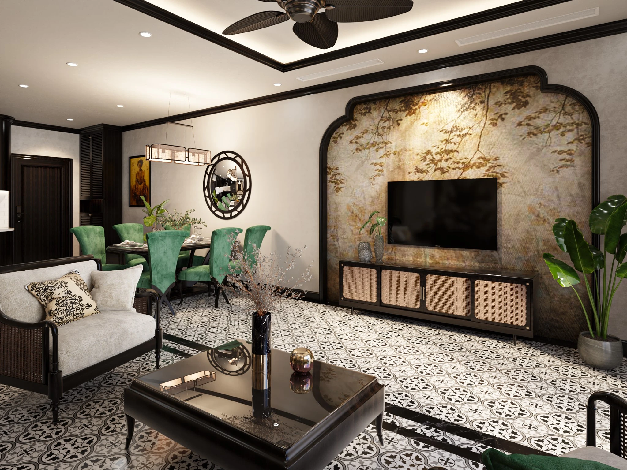 SketchUp Free Living Room Indochine Vray Sketchup Model Download Free ID 100000312 (Nguyen Truong)