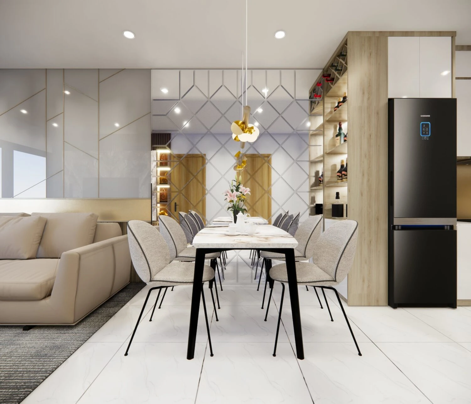 Living Room Modern Enscape SketchUp Model Free Download ID 100000373 (Hoang Nguyen)