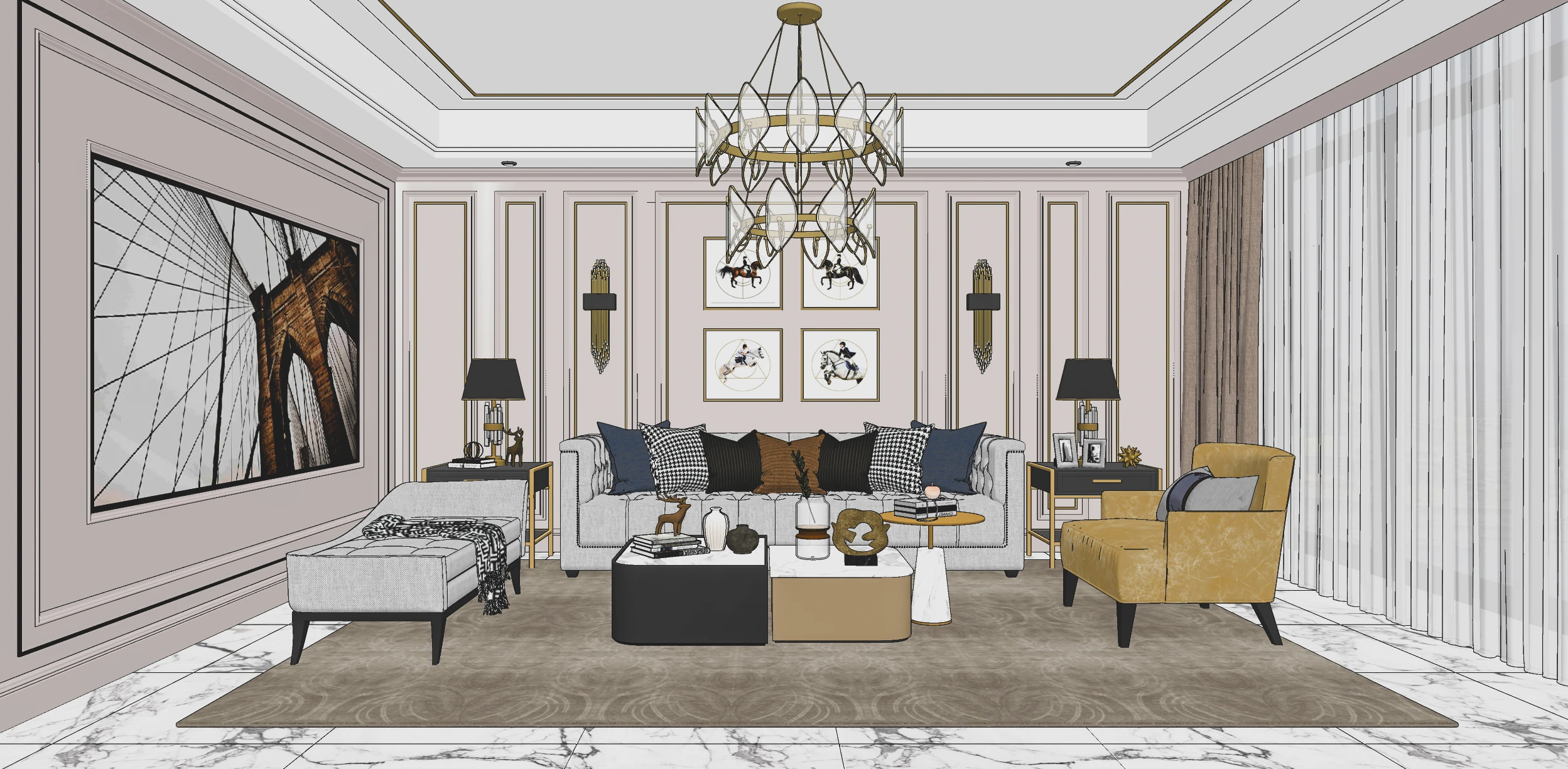 Living Room Modern SketchUp Model Free Download ID 100000330 (Long Bup)