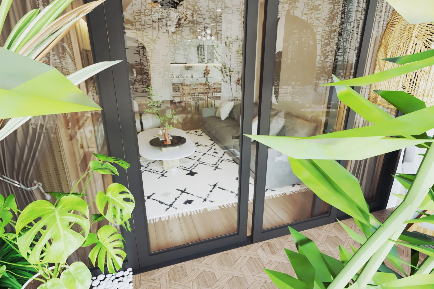 SketchUp Free Living Room Modern Vray Enscape Model Free Download ID 100000318 (Le Tien Dung)