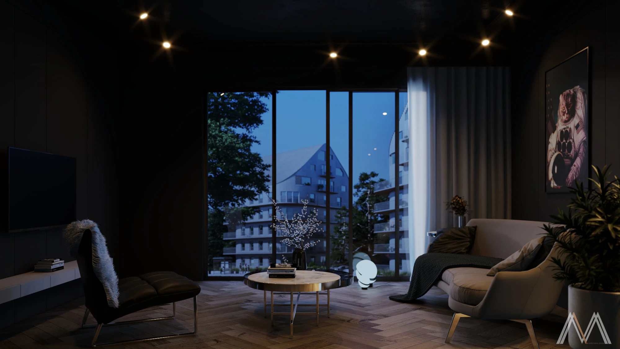 Living Room Modern Vray Free Sketchup Scene Download ID 100000270 (Minh Truong)