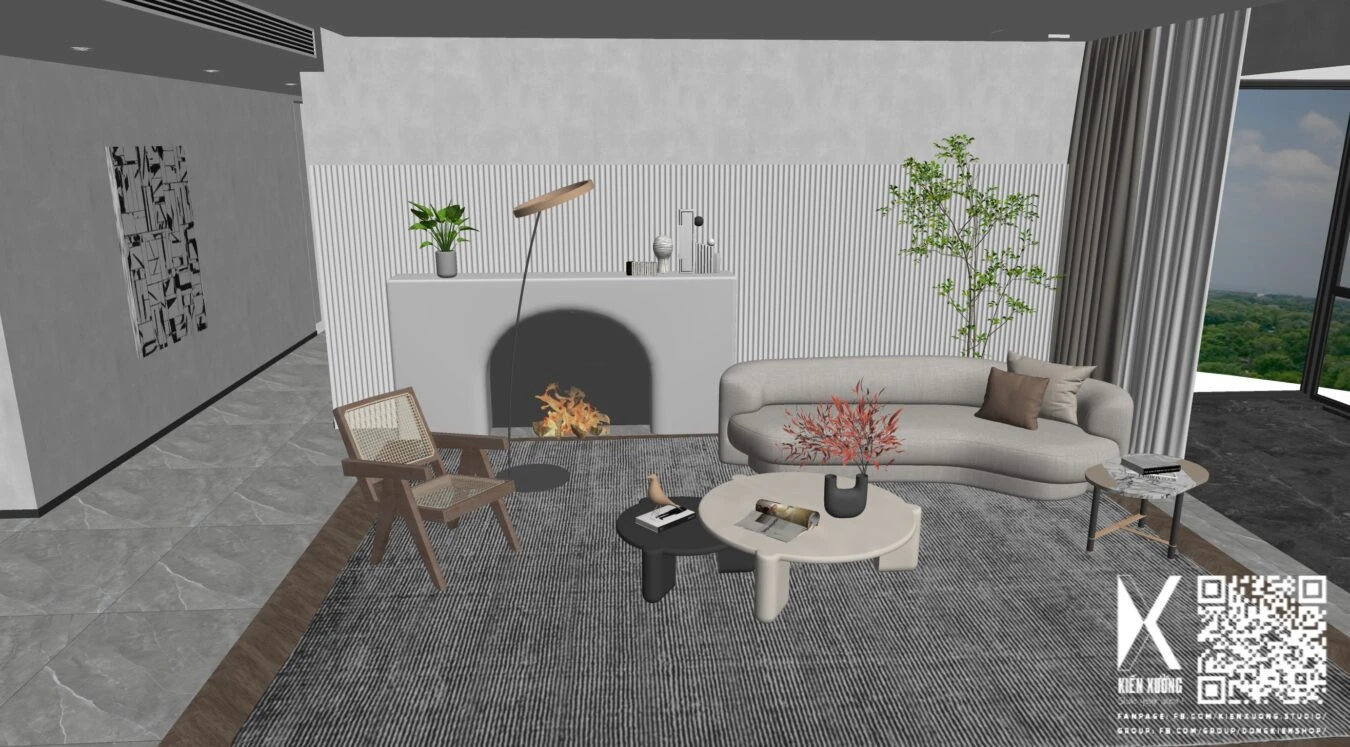 Living Room SketchUp 3D Model Free Download Modern ID 100000339 (Sang Bui)