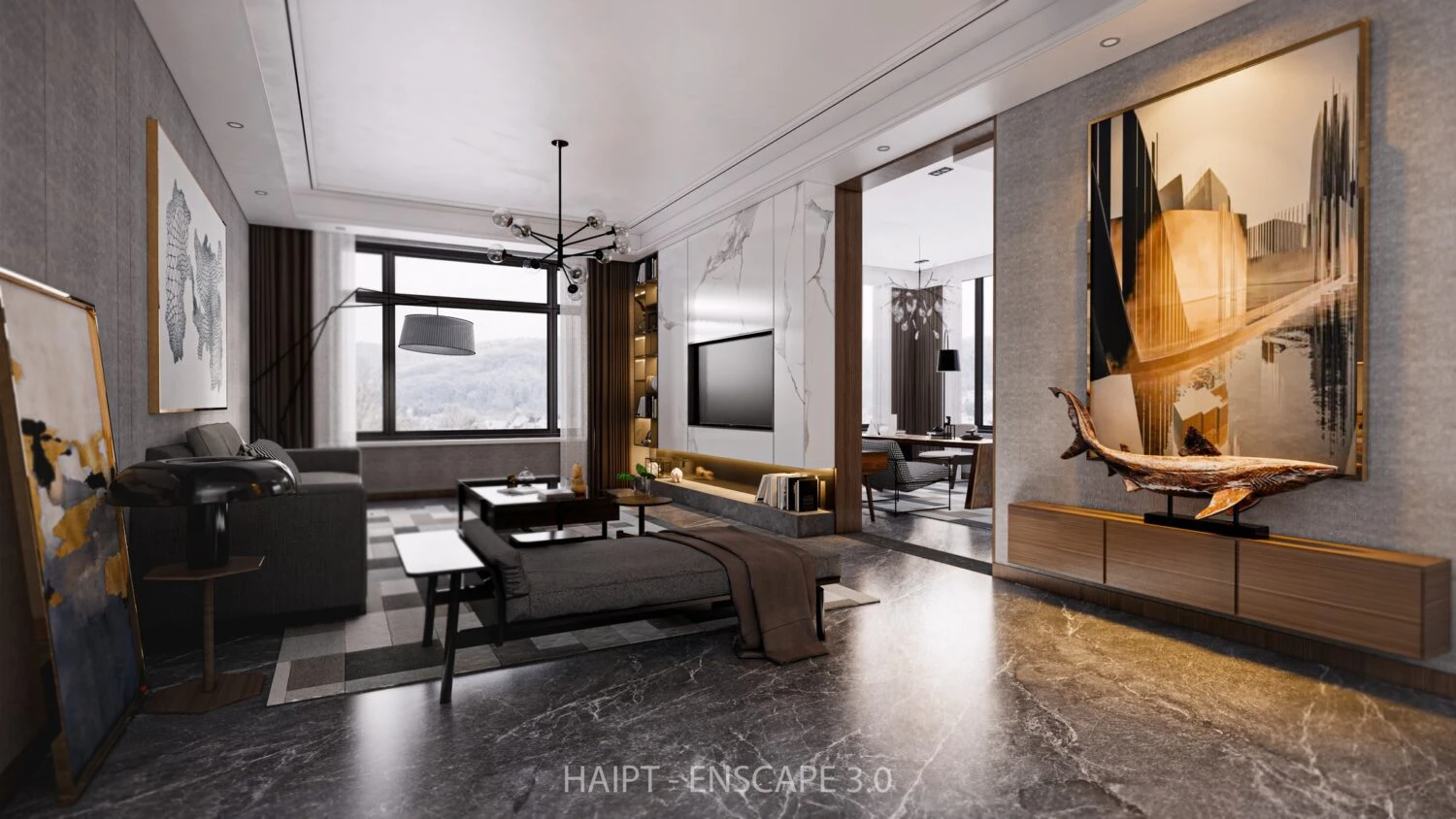 Living Room SketchUp Model Download Enscape Modern Free ID 100000399 (Pham Tuan Hai)