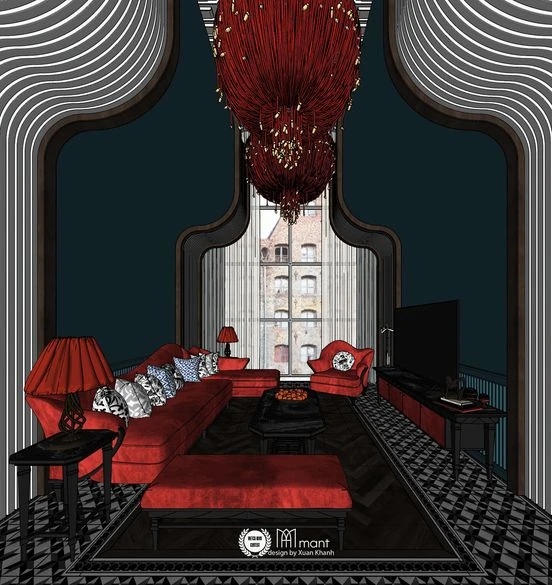 Living Room SketchUp Model Free Modern Download ID 100000351 (Xuan Khanh)