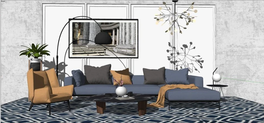 SketchUp Free Living Room Sketchup Model Free Download Modern ID 100000176 (Cuong Covua)