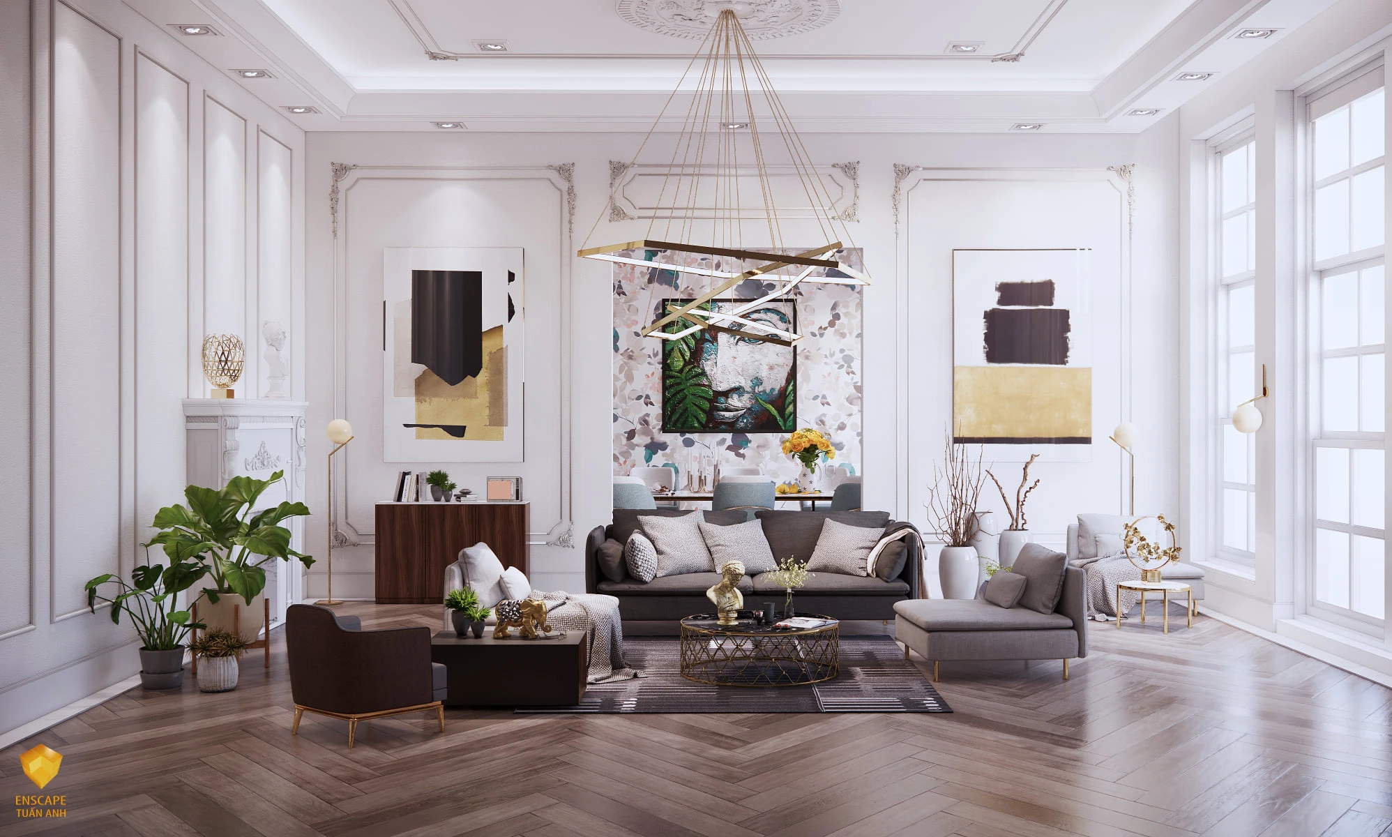 Living Room Sketchup Scene Free Download Enscape Modern ID 100000254 (Tuan Anh)