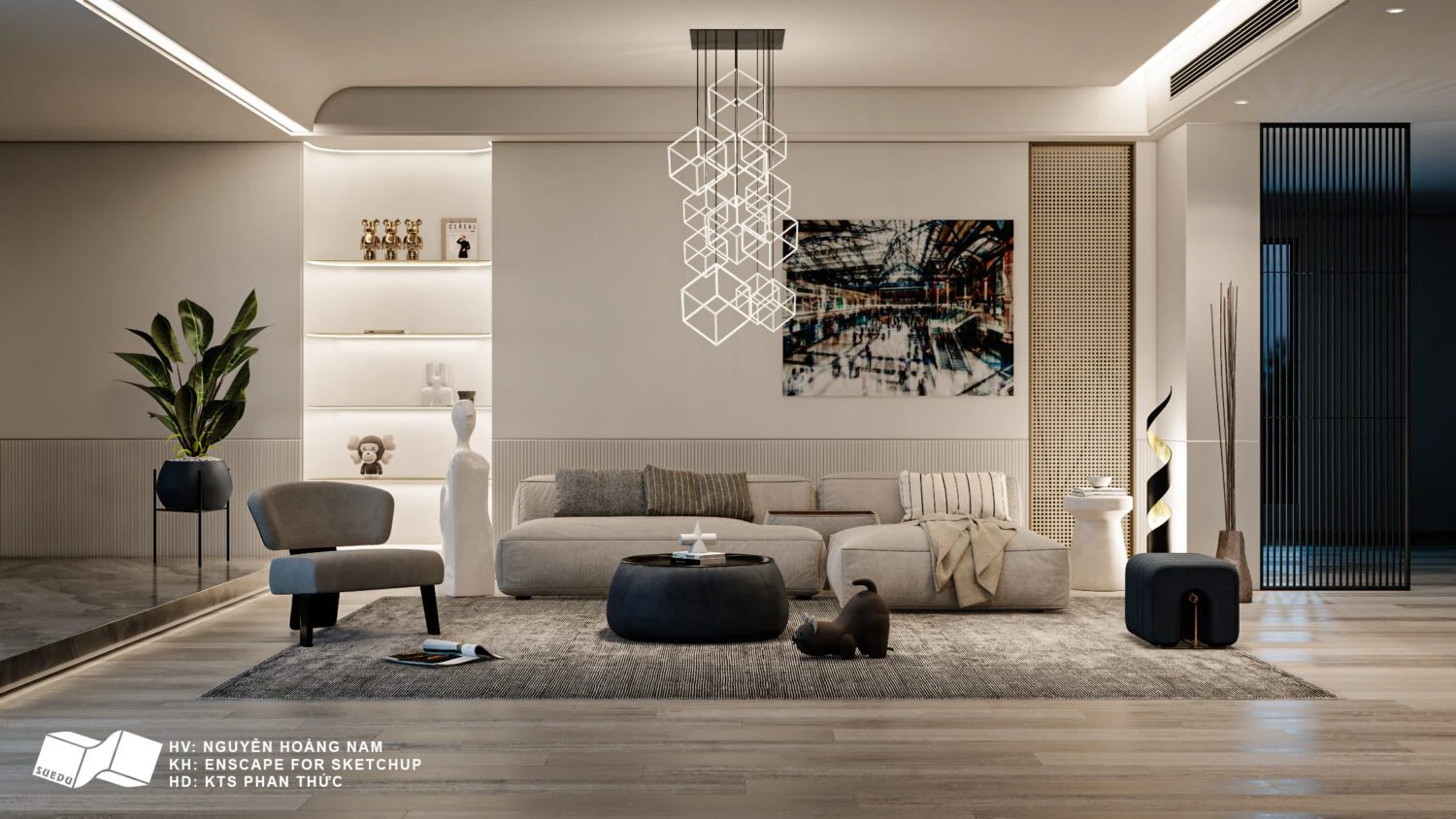 SketchUp Free Living Room Sketchup Scene Free Download Enscape Modern ID 100000314 (Nguyen Hoang Nam)