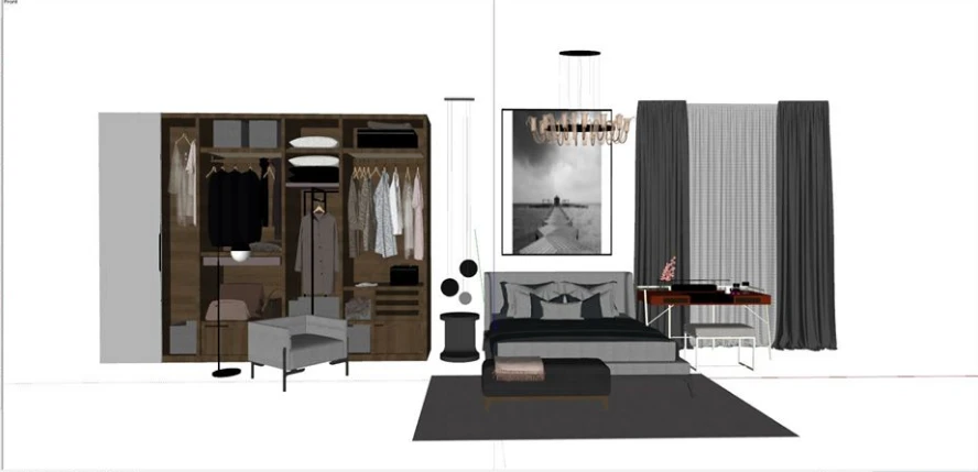 SketchUp Free Modern Bedroom Sketchup Scene Free Download ID 101000289 (Cuong Covua)