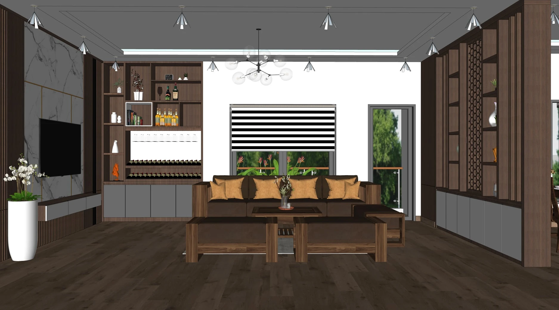 SketchUp Free Modern Enscape Living Room And Dining Room Free Sketchup Models Download ID 218000110 (To Dinh Thanh)