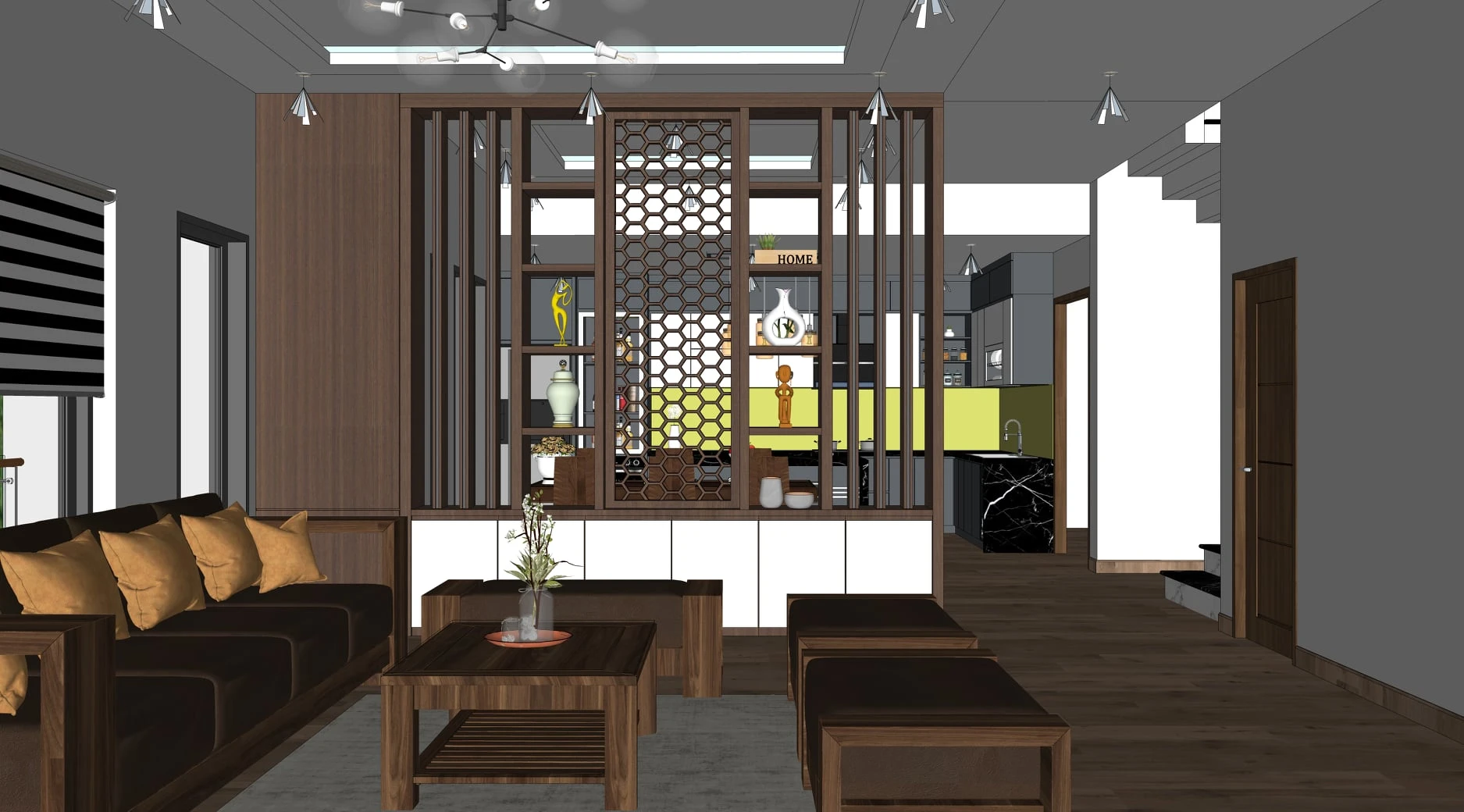 SketchUp Free Modern Enscape Living Room And Dining Room Free Sketchup Models Download ID 218000110 (To Dinh Thanh)