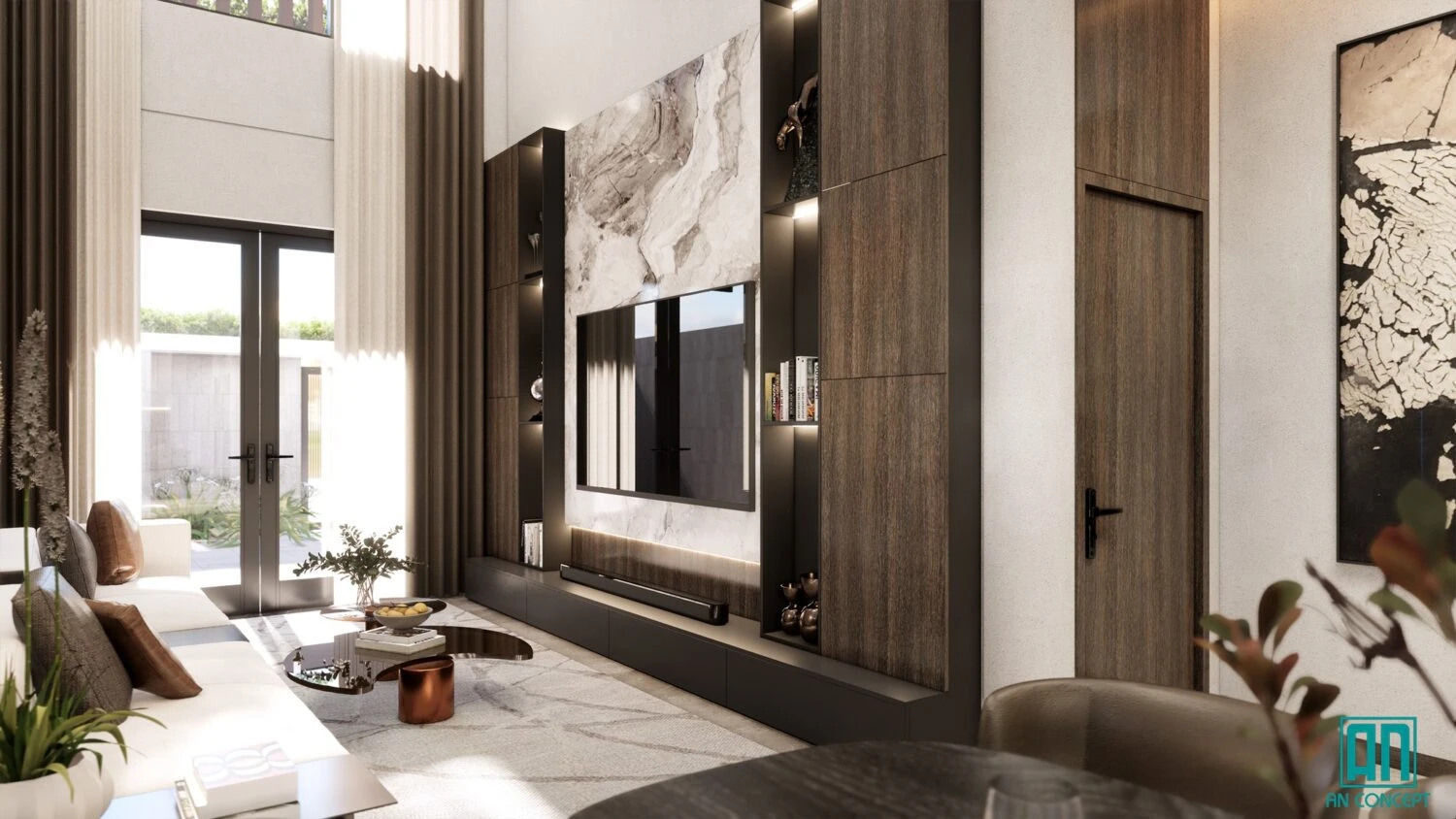 SketchUp Free Modern Enscape Living Room - Dining Room Download SketchUp Models Free ID 218000136 (Tan Hung)