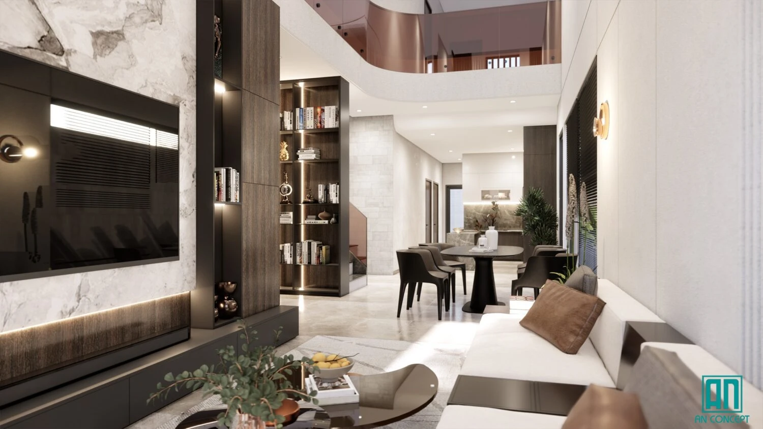 SketchUp Free Modern Enscape Living Room - Dining Room Download SketchUp Models Free ID 218000136 (Tan Hung)