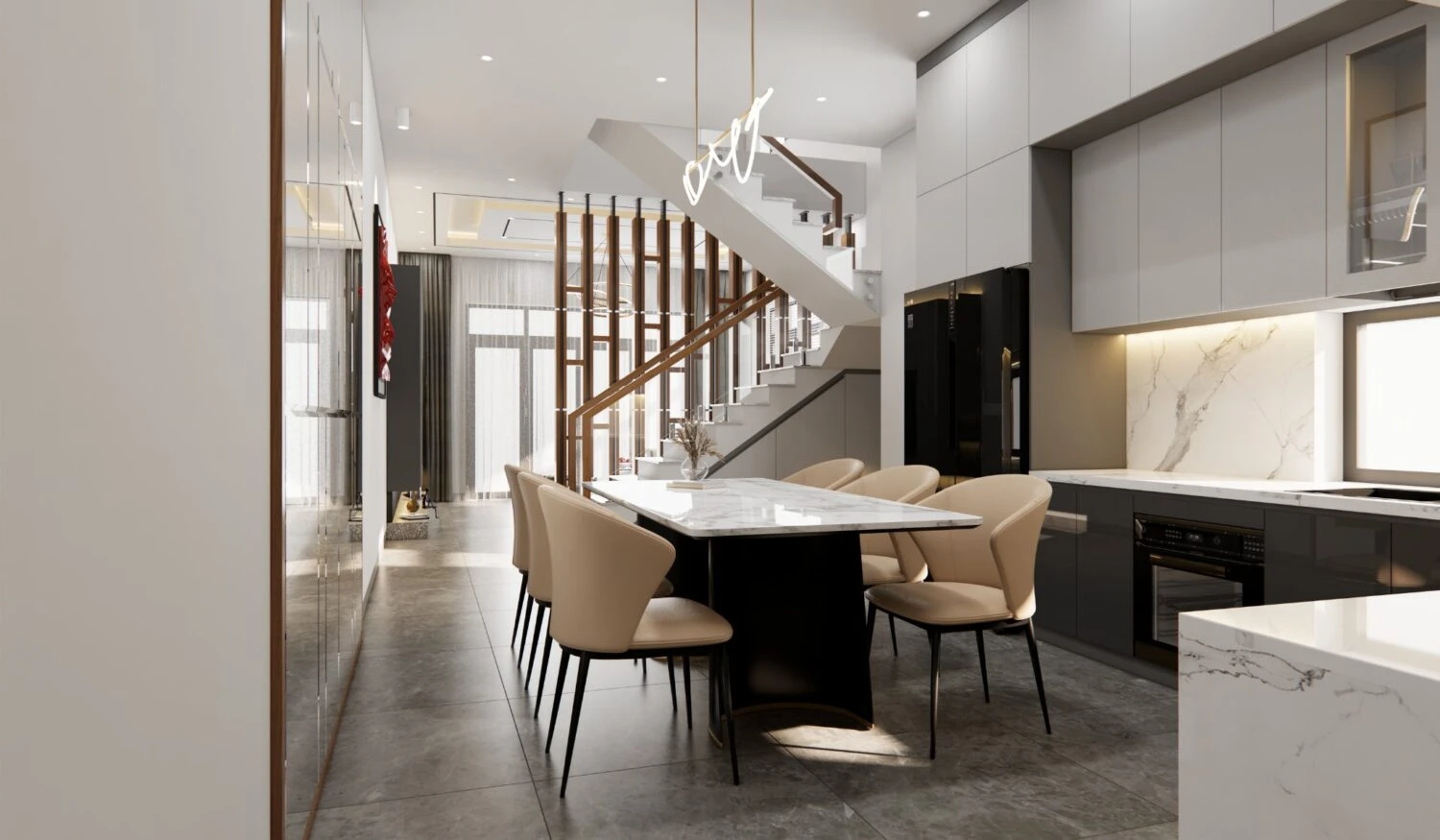 Modern Enscape Living Room - Dining Room Free SketchUp Models Download ID 218000142 (Dinh Thanh)