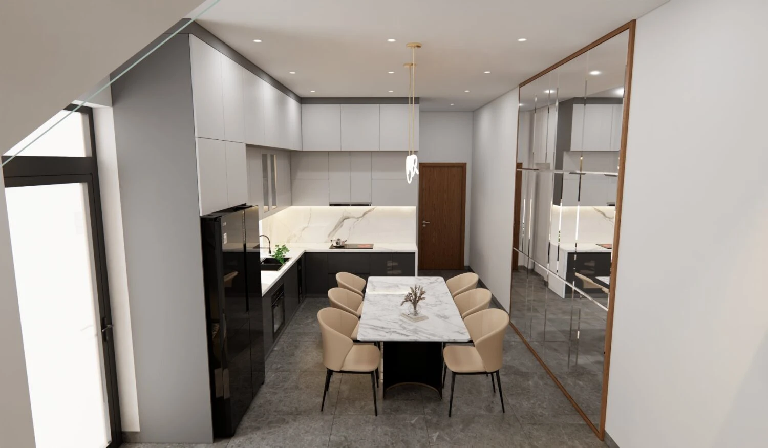 Modern Enscape Living Room - Dining Room Free SketchUp Models Download ID 218000142 (Dinh Thanh)