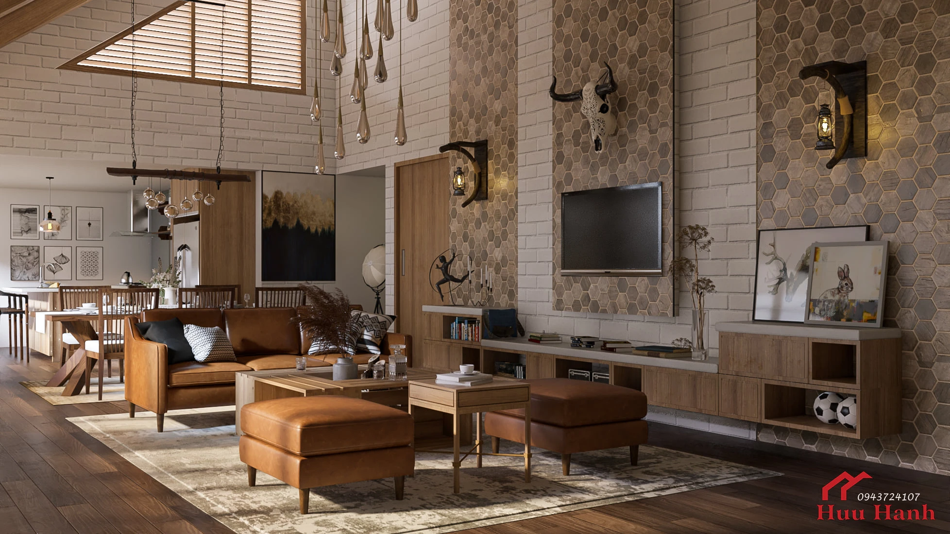 SketchUp Free Modern Enscape Living Room - Dining Room SketchUp Free Model Download ID 218000124 (Pun Huu)