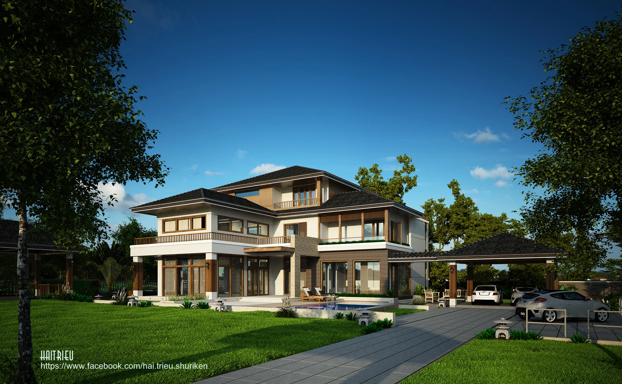 Modern Exterior Free Sketchup Scene ID 101000587 (Vinh Tran)