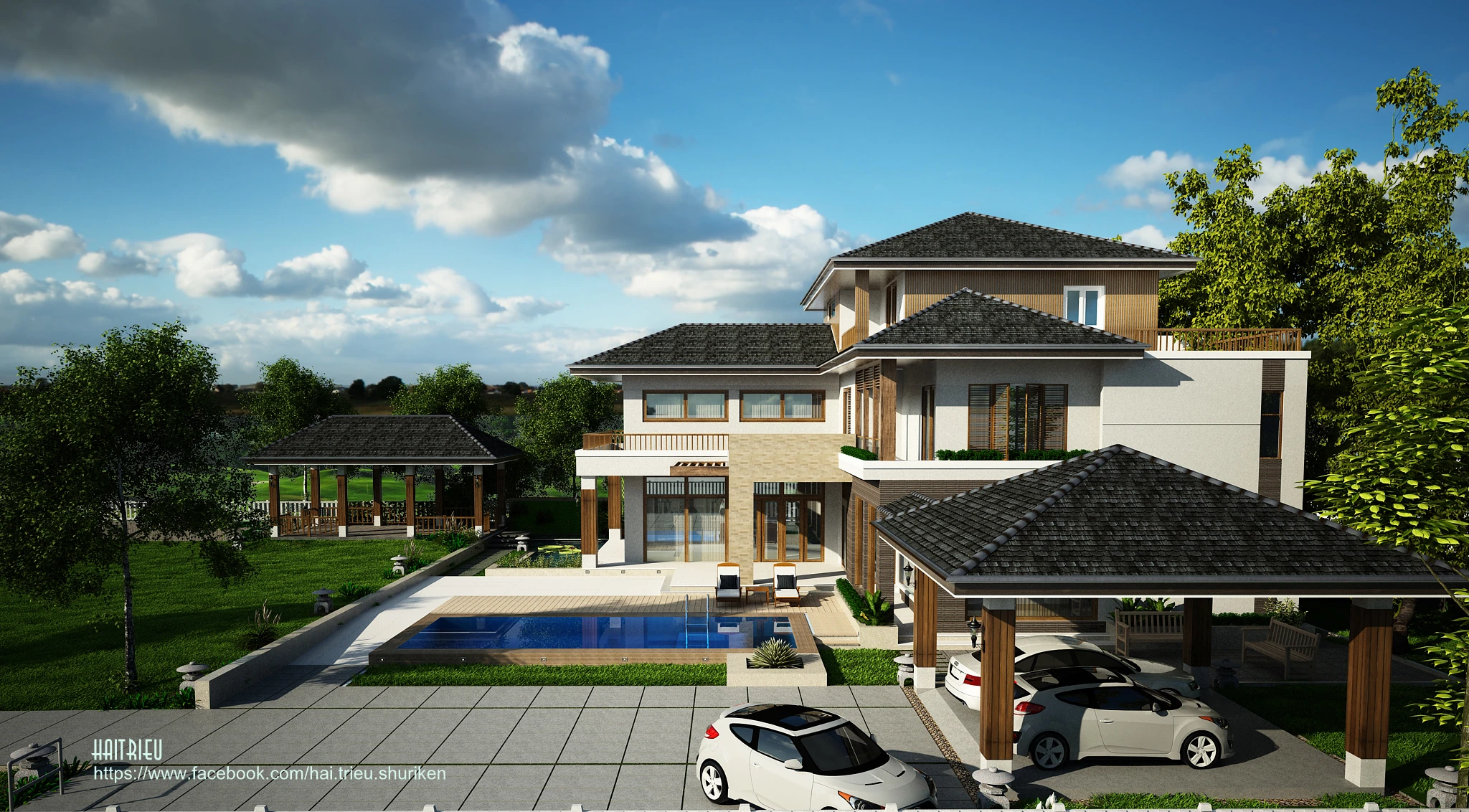 Modern Exterior Free Sketchup Scene ID 101000587 (Vinh Tran)