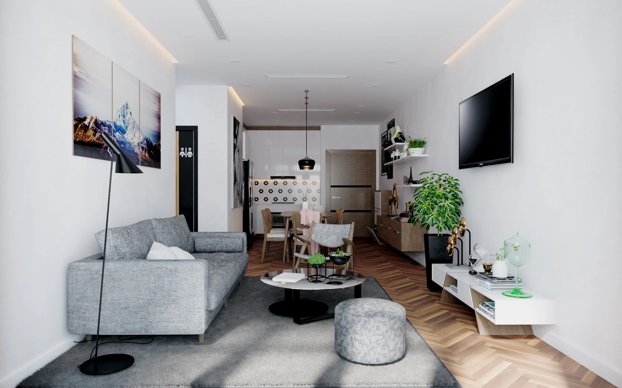 Modern Living Room And Dining Room Free Sketchup Models Download ID 218000056 (Thoai Tran)