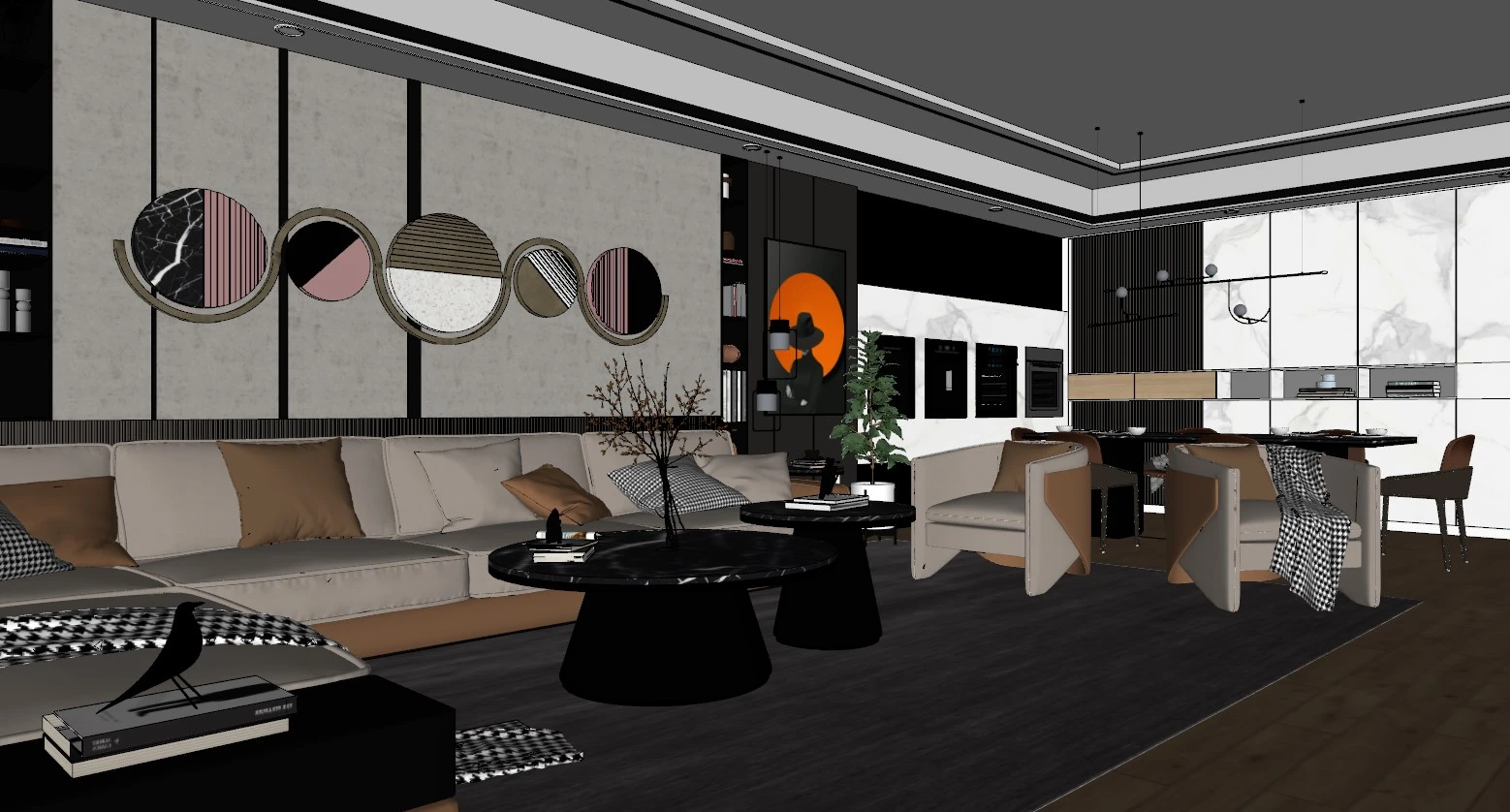 Modern Living Room And Dining Room Free Sketchup Models Download ID 218000086 (Duc Nguyen)
