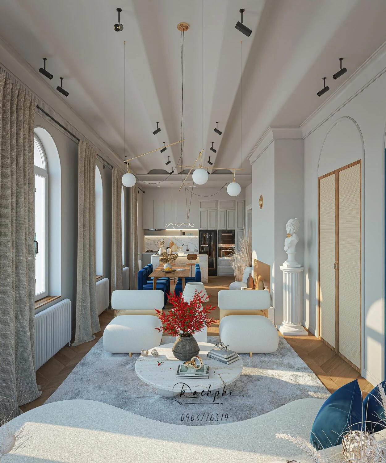 Modern Vantage Living Room - Dining Room Free SketchUp Models Download ID 218000202 (Phi Bach)