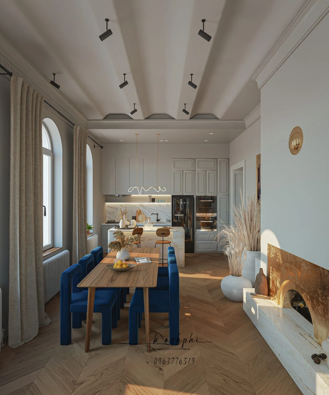 Modern Vantage Living Room - Dining Room Free SketchUp Models Download ID 218000202 (Phi Bach)