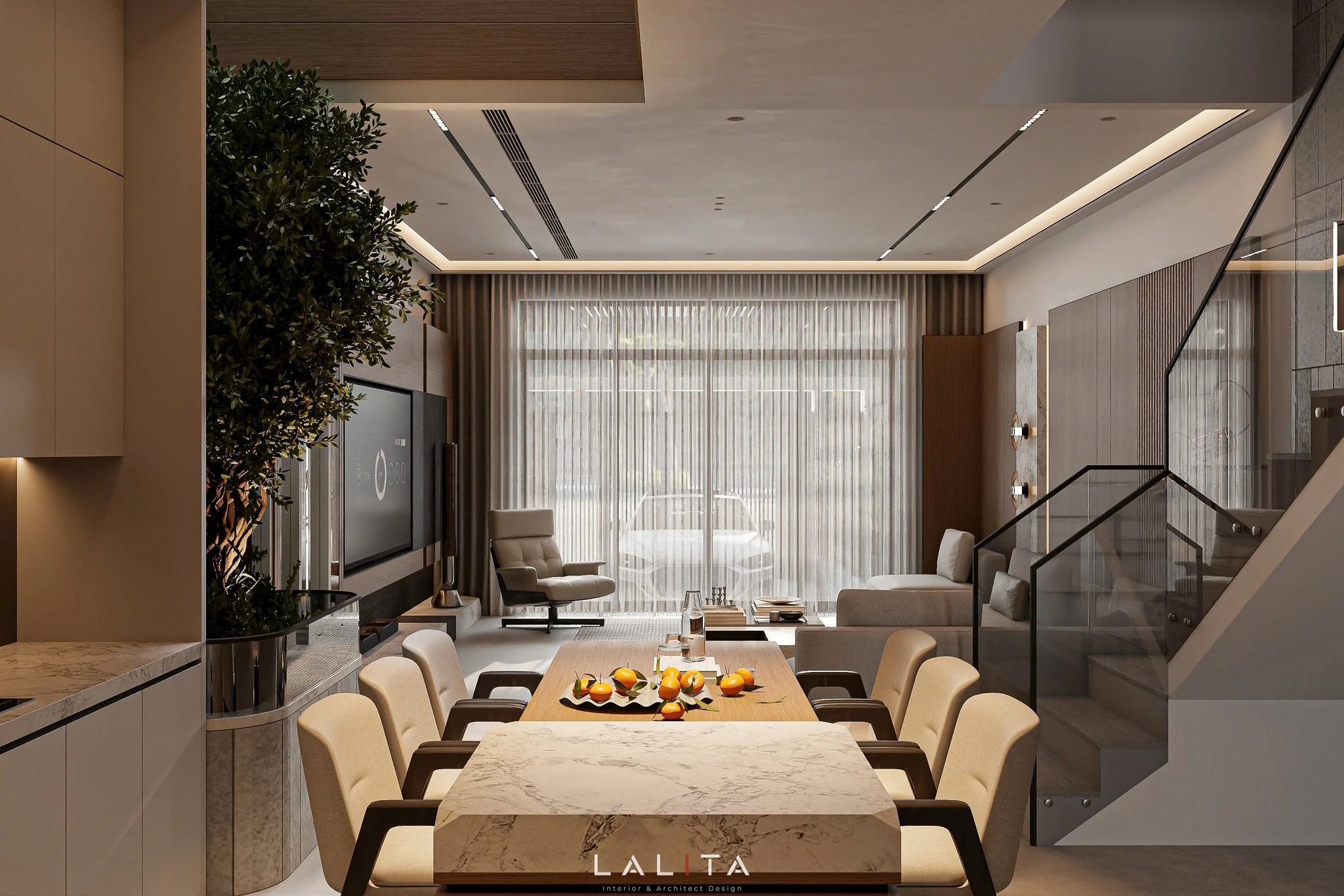 Modern Vantage Living Room - Dining Room Free SketchUp Models Download ID 218000232 (Nguyen Tien Hiep)