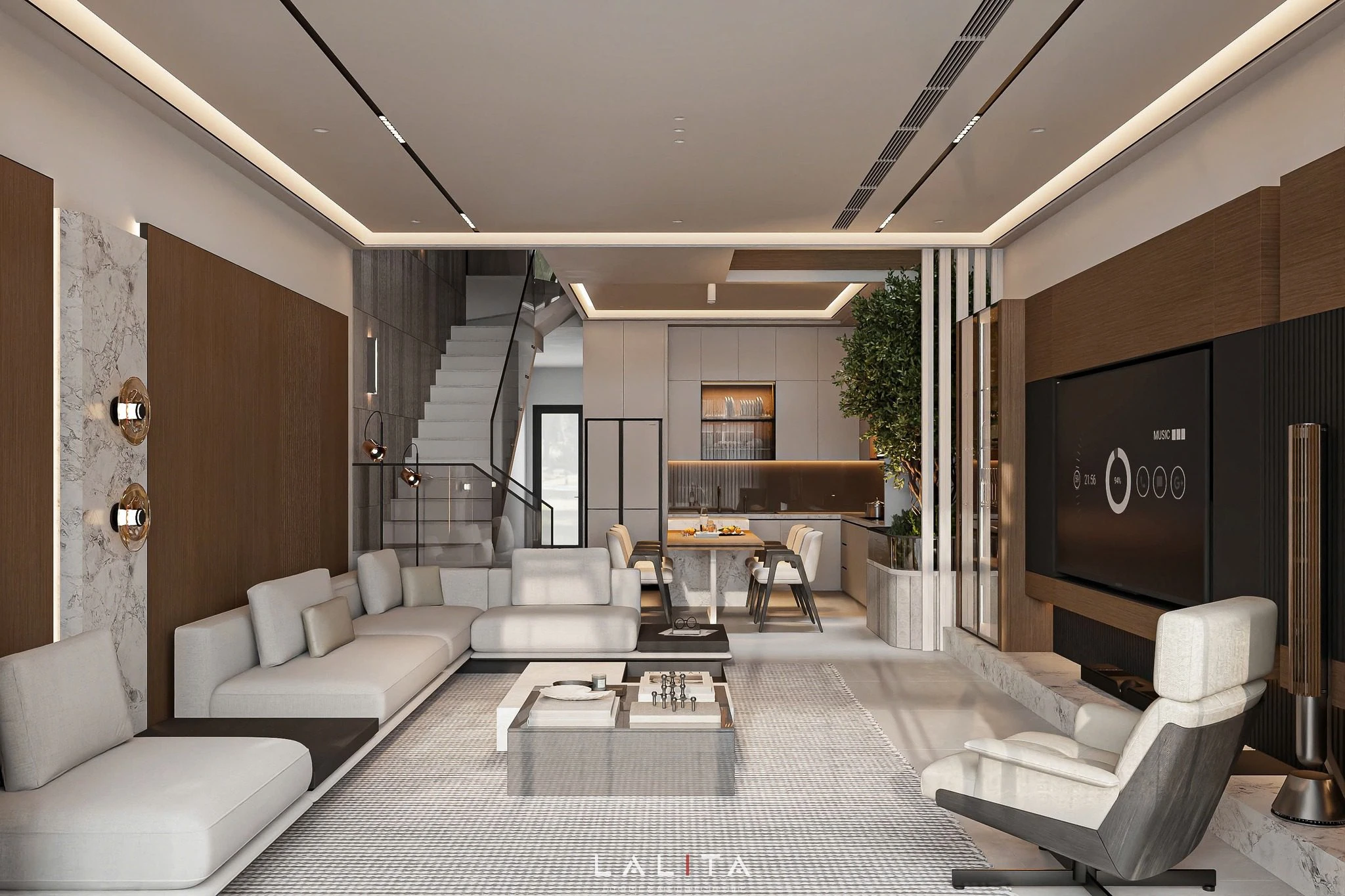 Modern Vantage Living Room - Dining Room Free SketchUp Models Download ID 218000232 (Nguyen Tien Hiep)