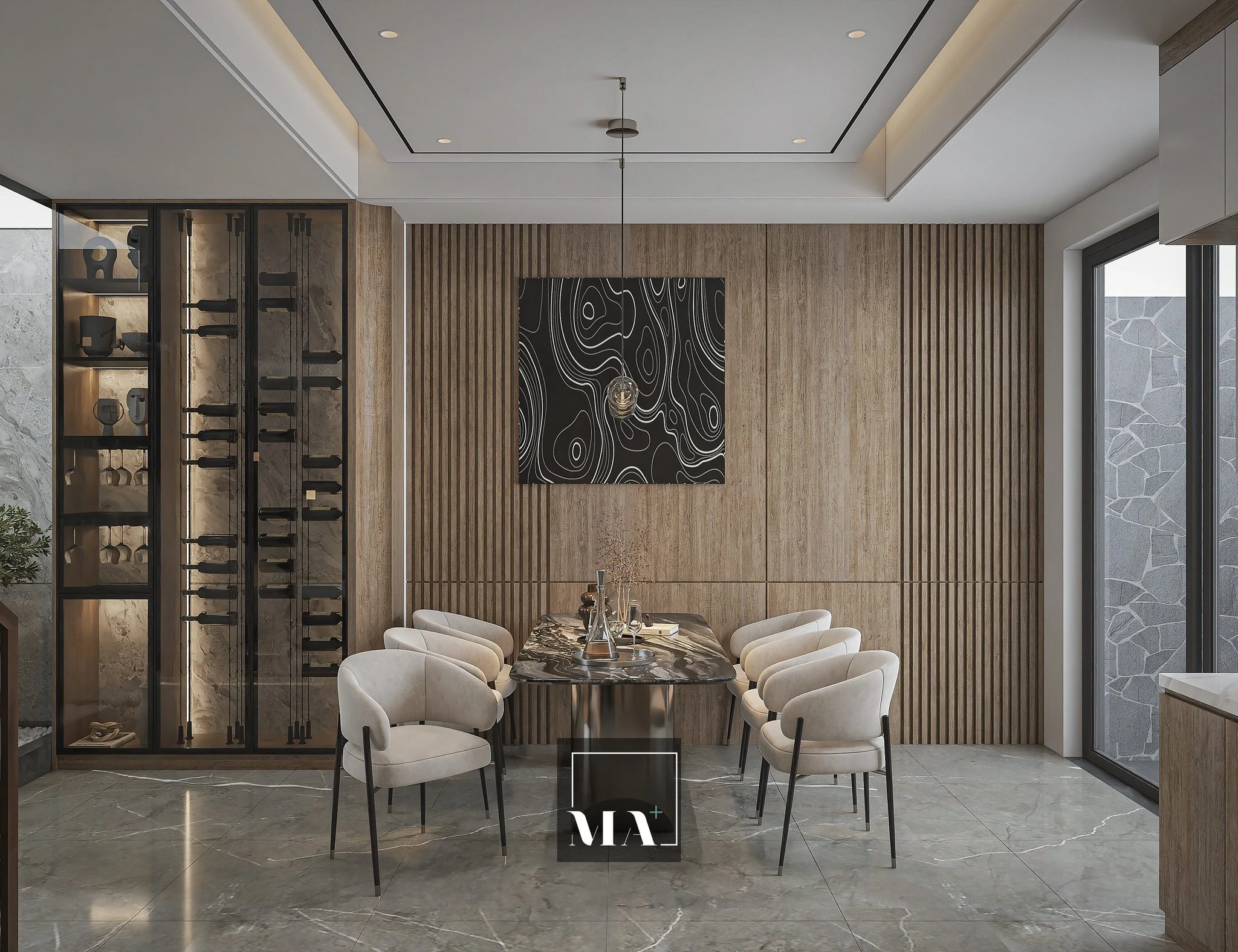 Modern Vantage Living Room - Dining Room SketchUp 3D Model Free Download ID 218000220 (Phi Bach)