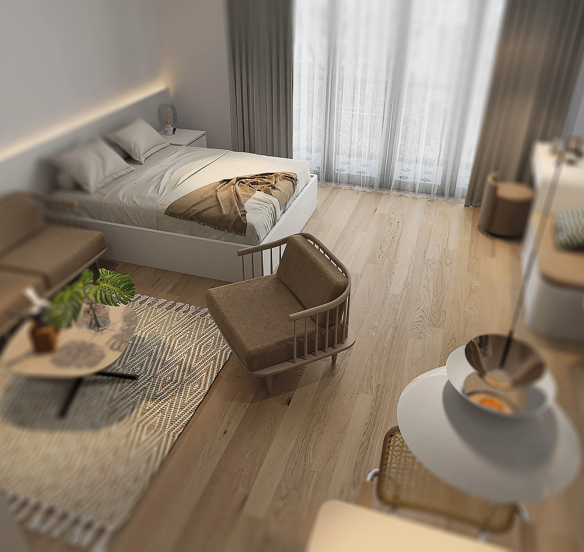 Modern Vray Bedroom Sketchup Scene Free Download ID 101000748 (Hung Lq)