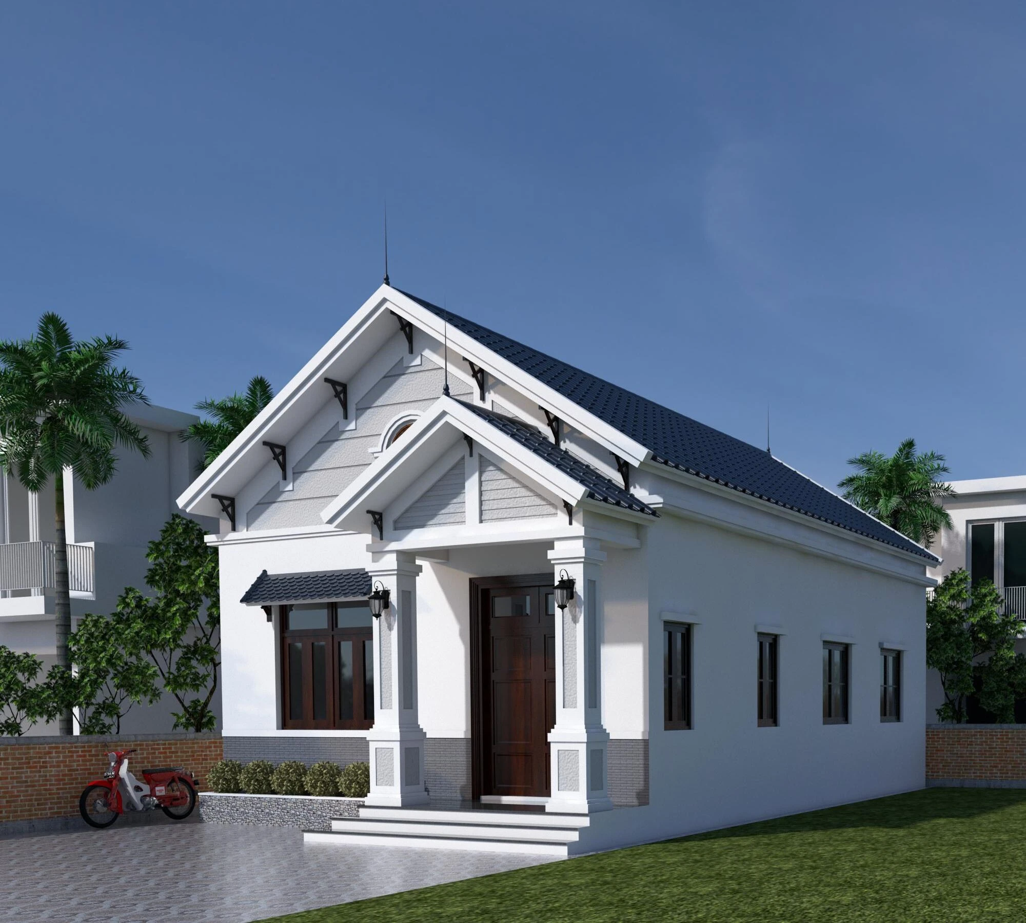 Modern Vray Exterior Sketchup Scene Free Download ID 101000643 (Dao Van Nam)