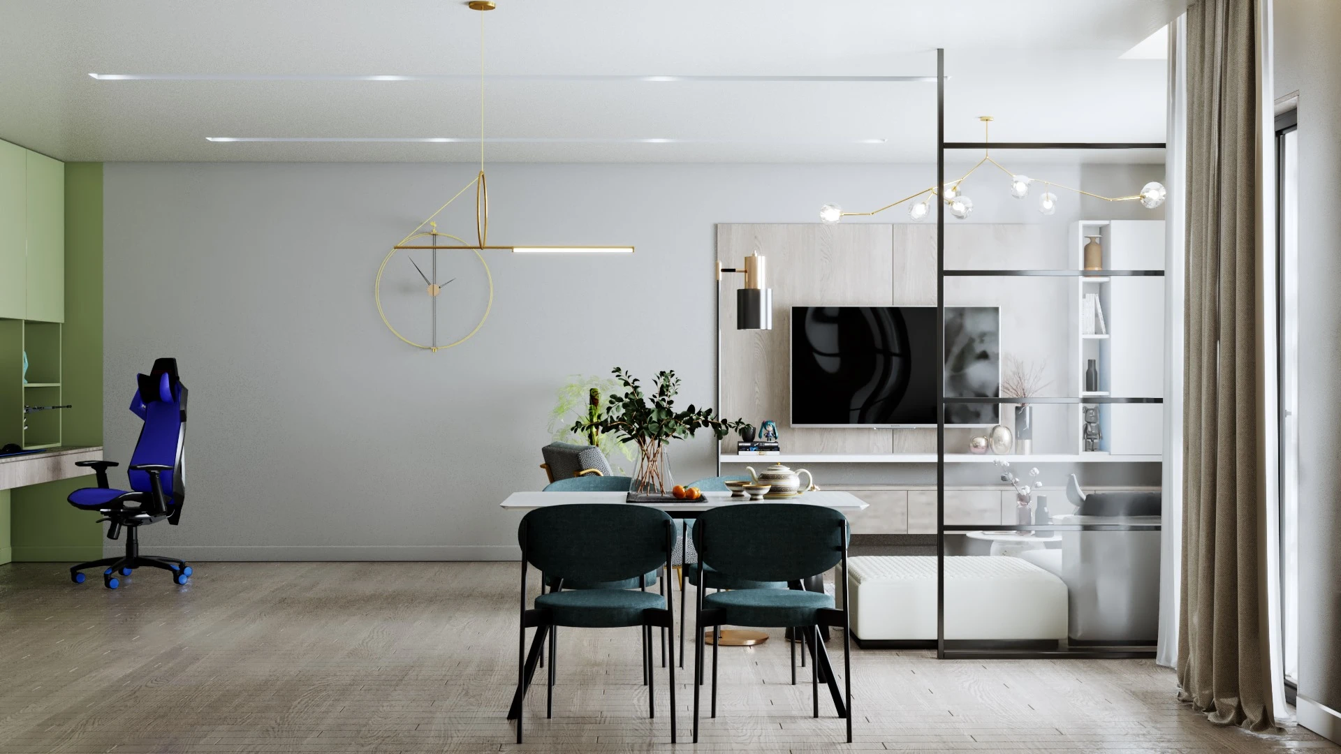 Modern Vray Living Room And Dining Room Free Sketchup Models Download ID 218000080 (KT Nha Dep)