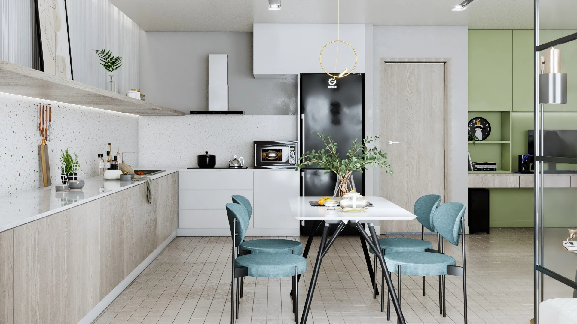 Modern Vray Living Room And Dining Room Free Sketchup Models Download ID 218000080 (KT Nha Dep)